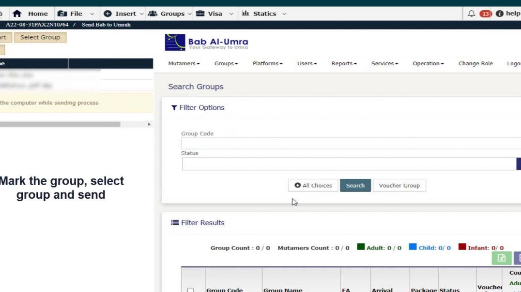 Send group to bab al umrah