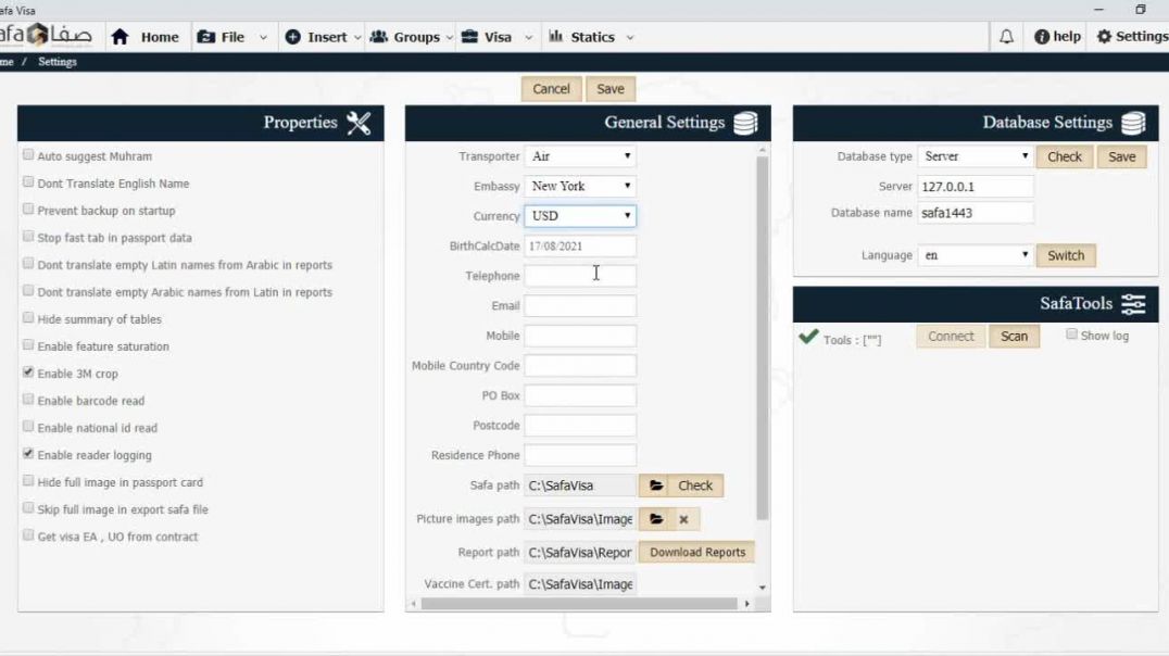 Setting and properties